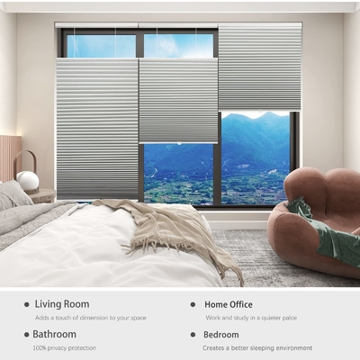 WELLSOURCE 光フィルター/Dimout セルラーシェード 無線,上から下へ 下から上へ 窓用のブラインド,1.5インチ シングルセルプレ