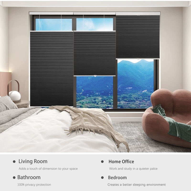WELLSOURCE 光フィルター/Dimout セルラーシェード 無線,上から下へ 下から上へ 窓用のブラインド,1.5インチ シングルセルプレ